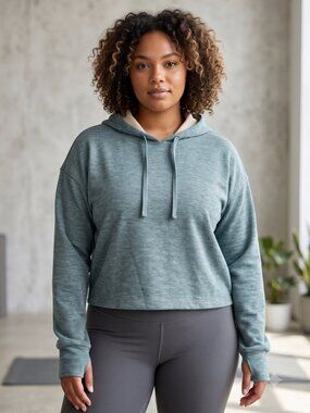 NWT | Moheen Oversized Cropped Fleece-Lined Hoodie with Thumbholes XL